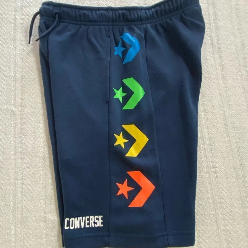CONVERSE BOYS NAVY French Terry Shorts with side panel design NWT
